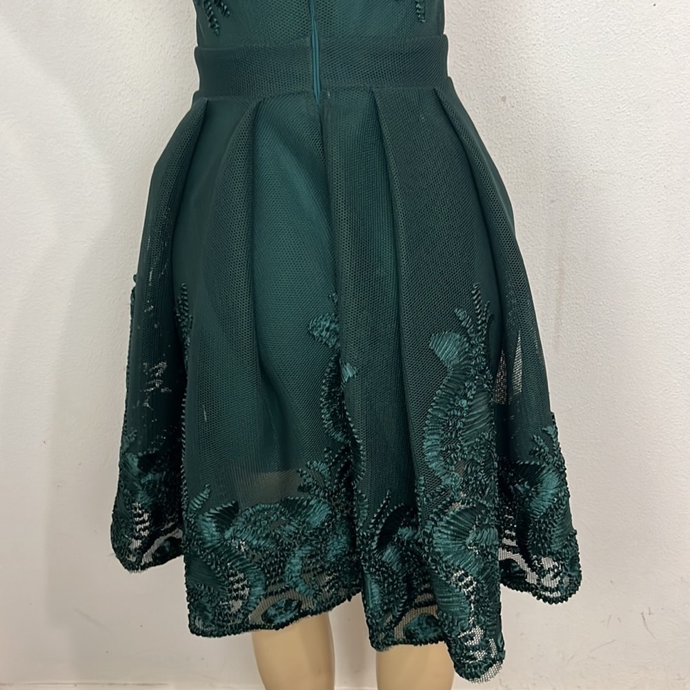 Maje Emerald Green Lace Mesh Midi Dress size 1 - Picture 6 of 9